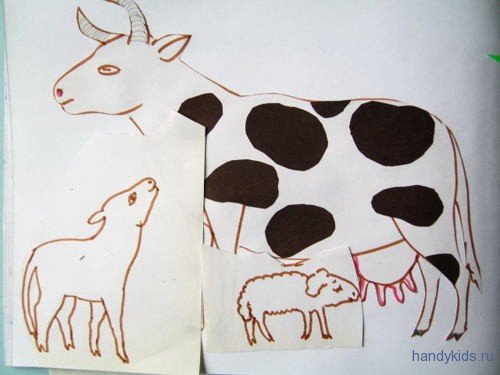 Корова аппликация из бумаги