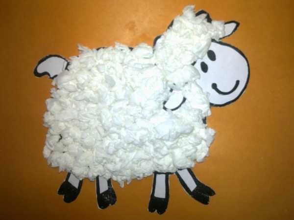 Поделка барашек из салфеток