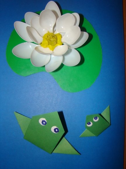 Лягушка на кувшинке поделка из бумаги