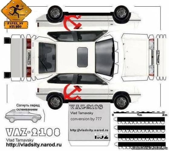 ВАЗ 2108 модель из бумаги