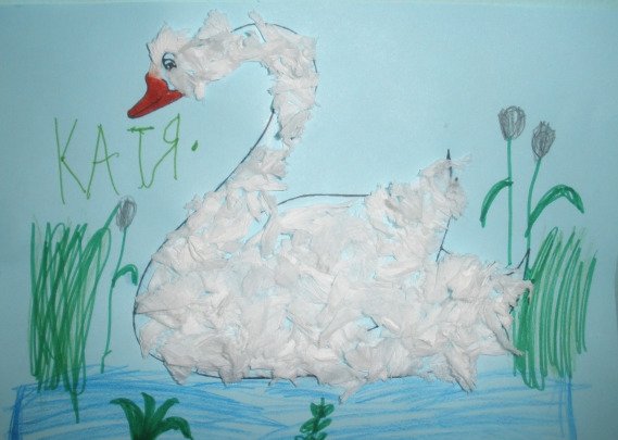 Лебедь из салфеток аппликация