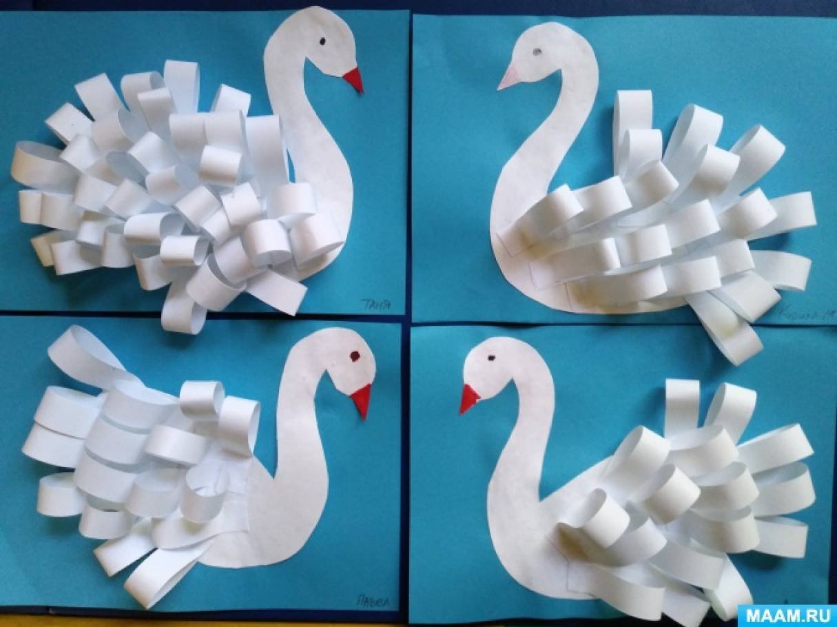 Лебеди из бумаги для детей. Поделки из белой бумаги. Поделка лебедь. Поделки из белой бумаги своими руками для детей. Объемная аппликация лебедь.