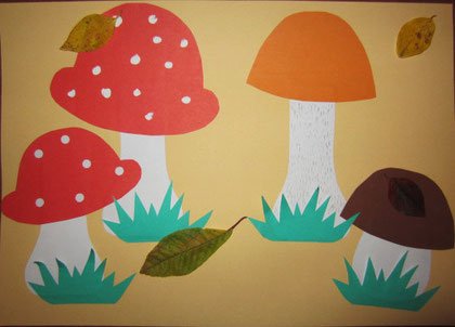 Аппликация тема: «на Лесной полянке выросли грибы» т.с.Комарова