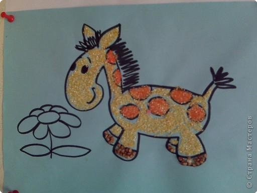 Аппликация из крупы лошадь