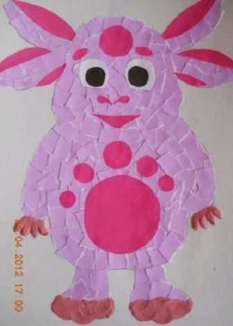 Лунтик аппликация из бумаги