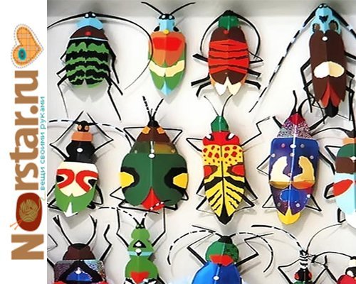 Разноцветные жуки из бумаги