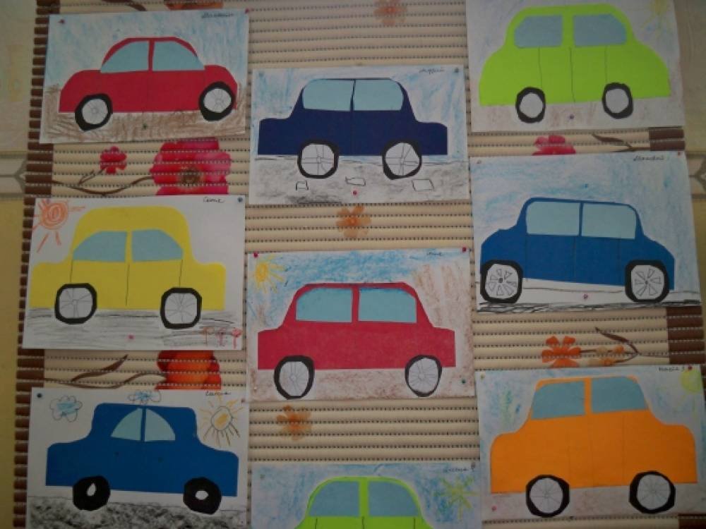 Машина первый младшая группа. Аппликация машина. Машина аппликация для детей. Аппликация "транспорт". Транспорт для рисования в детском саду.