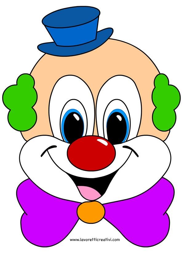 Мордочка клоуна. Лицо клоуна. Клоун аппликация для детей. Лицо клоуна для детей. Распечатать клоуна для аппликации