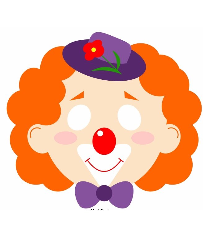Мордочка клоуна. Лицо клоуна. Маски клоуна для детей. Аппликация "клоун". Мордашка клоуна.