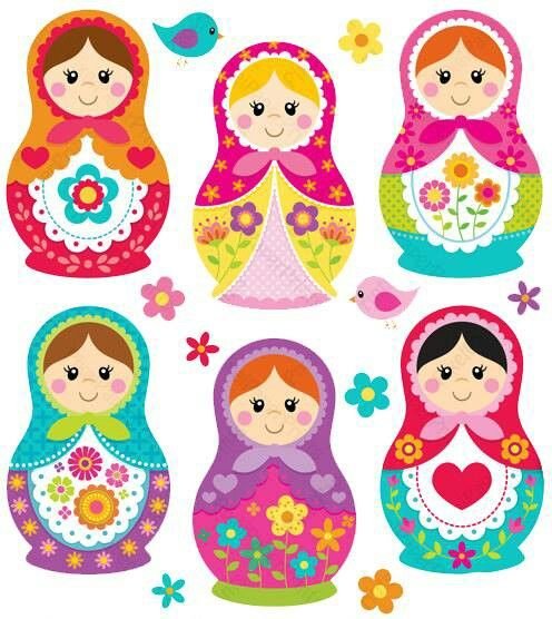 Матрешка трафарет цветной