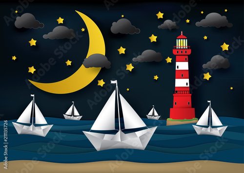 Аппликация Маяк и море