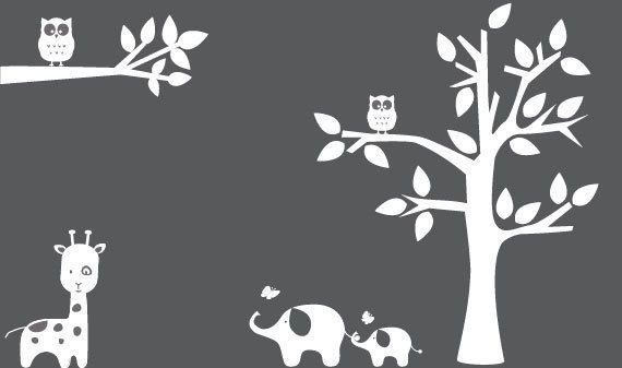 Монохромные аппликации деревьев