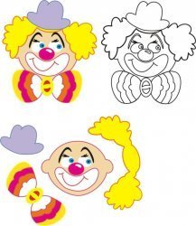 Трафарет клоуна для аппликации