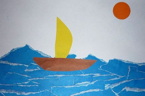 Обрывная аппликация кораблик