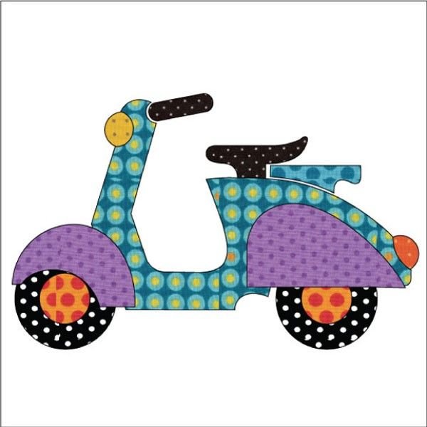 Аппликация мотоцикл из цветной