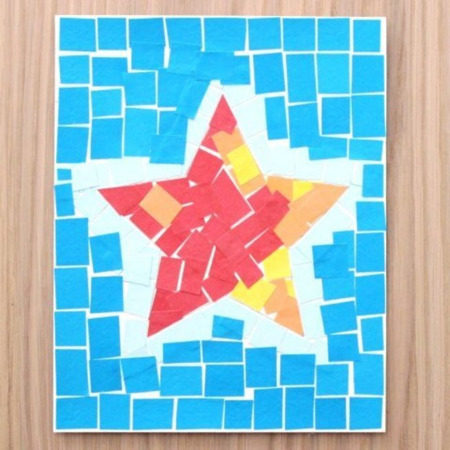 Мозаика из цветной бумаги. Мозаика из бумаги для детей. Мозаичная аппликация из бумаги. Аппликация из бумажных квадратиков. Мозаика звезда