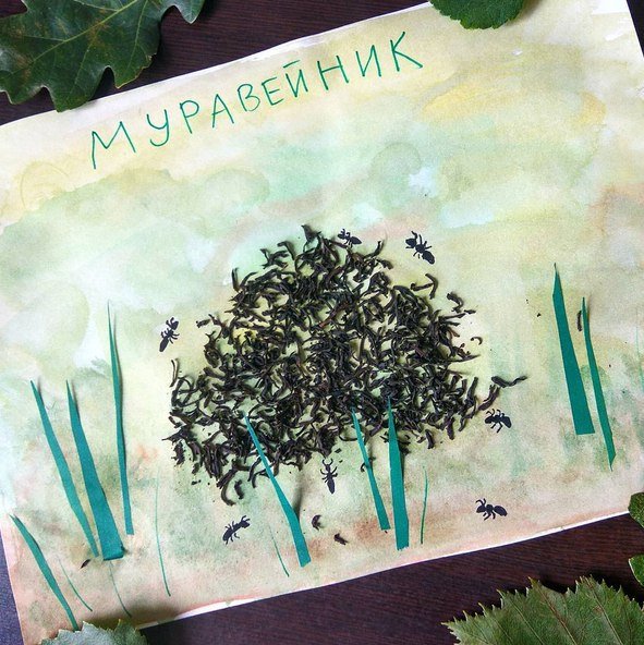 Аппликация из чайной заварки