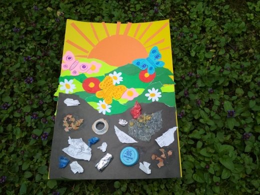 Аппликация на тему дети против мусора