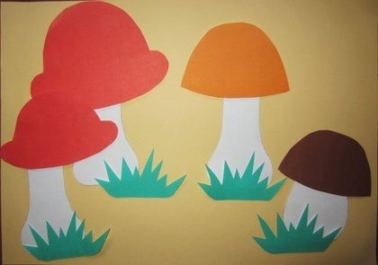Аппликация грибы на Поляне