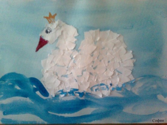 Аппликация Царевна лебедь Обрывная аппликация