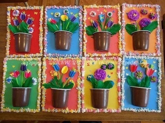 Поделки в садик цветы в горшочке