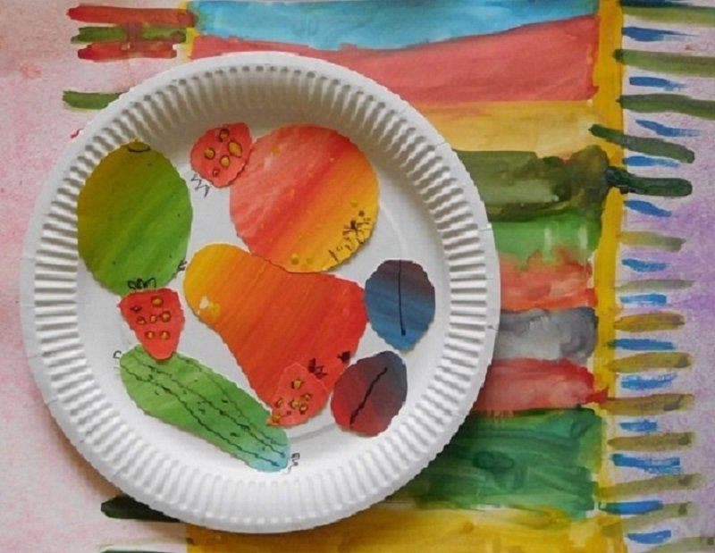 Детская Фруктовая тарелка. Тарелка с фруктамиподеока. Рисование в средней группе фрукты на тарелочке. Поделка фрукты для детей.