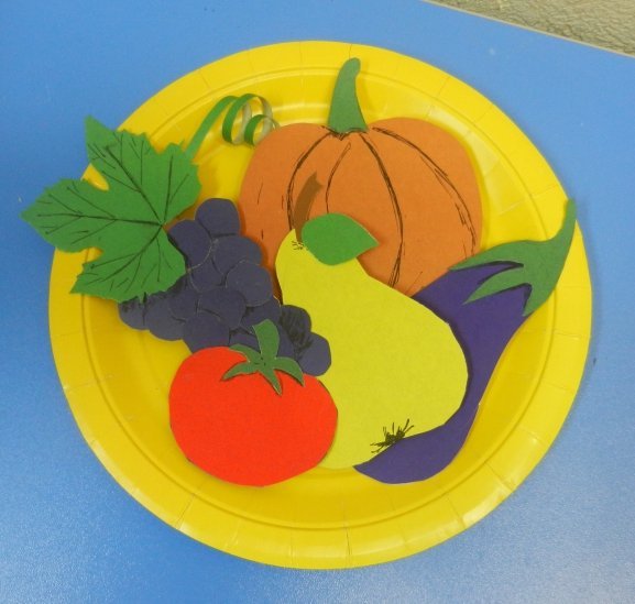 Аппликация на тему овощи и фрукты