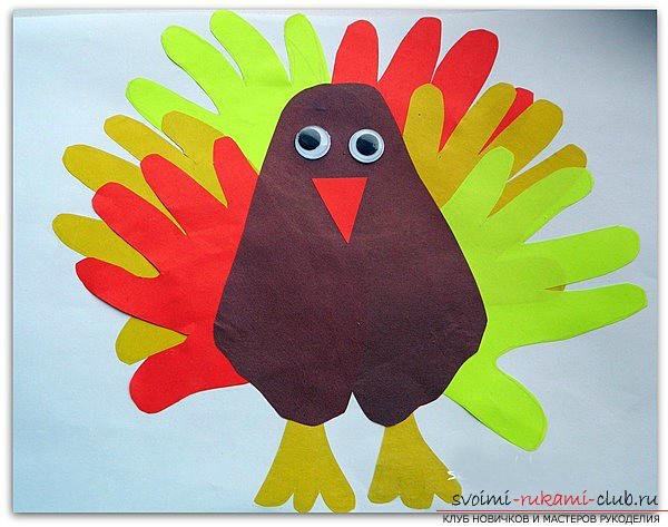 Ладошки из цветной бумаги