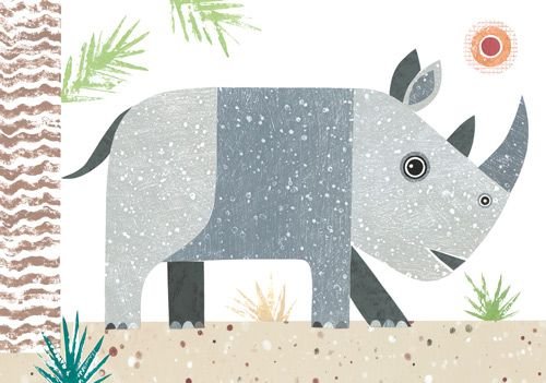 Аппликация носорог из цветной бумаги