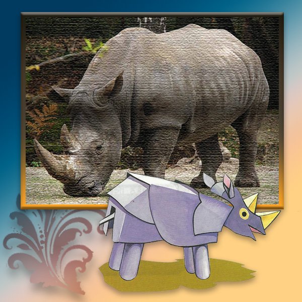 Носорог из бумаги для детей