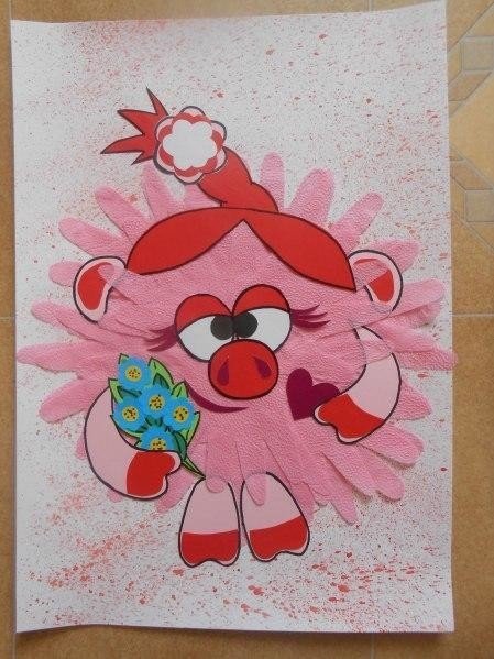 Аппликация Смешарики из ладошек