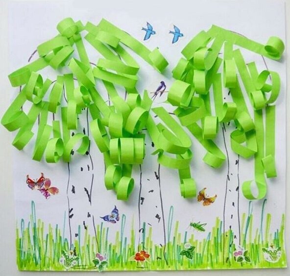 Березка из цветной бумаги