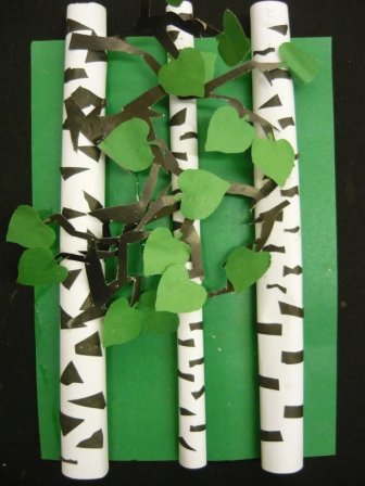 Береза из бумаги