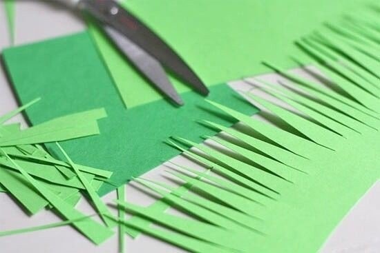 Объемная травка из бумаги