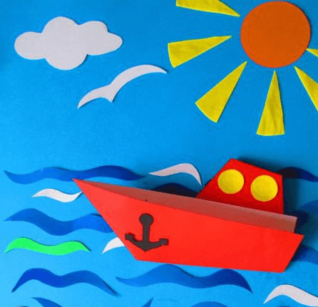 Корабль из цветной бумаги