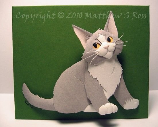 Объемная кошка из бумаги