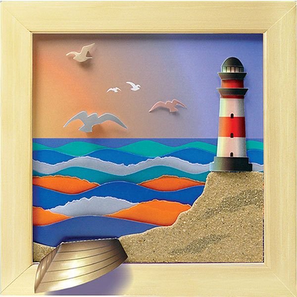 Морской пейзаж из цветной бумаги