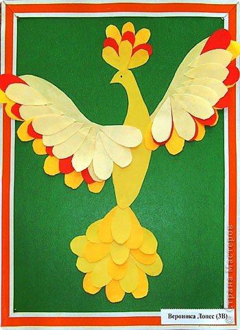 Жар птица аппликация из бумаги для детей