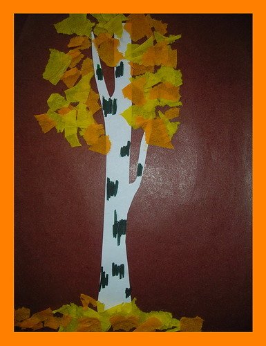 Обрывная аппликация береза