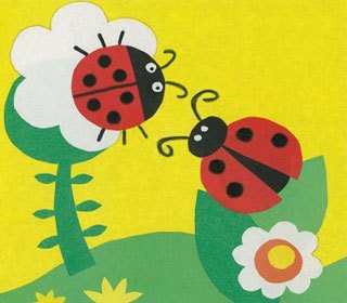 Аппликация Божья коровка из ткани