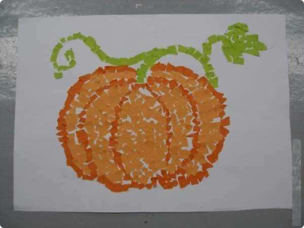 Обрывная аппликация тыква в старшей группе