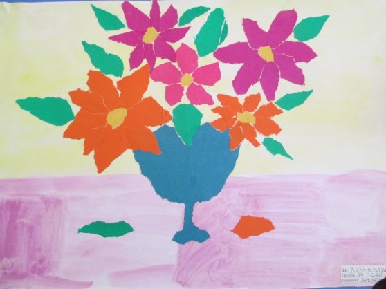 Аппликация цветы в вазе подготовительная группа