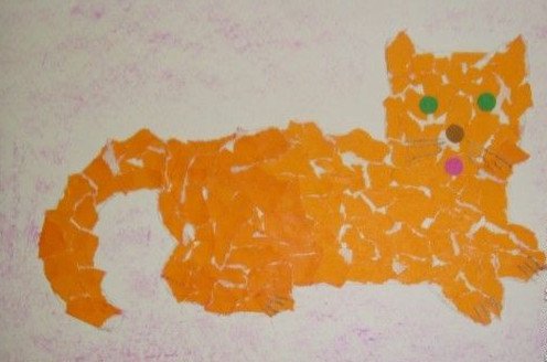 Обрывная аппликация кот