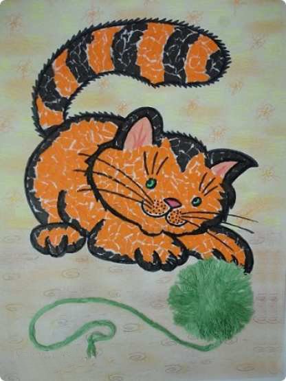 Обрывная аппликация кот