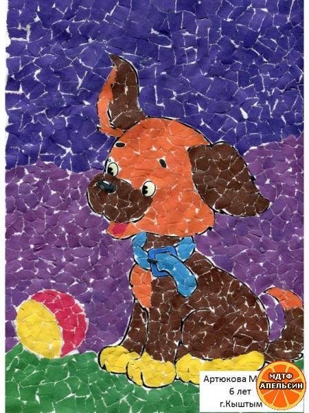 Мозаика из рваной бумаги для детей