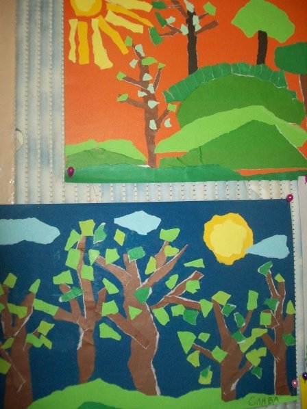 Весенние сюжетные аппликации в подготовительной группе