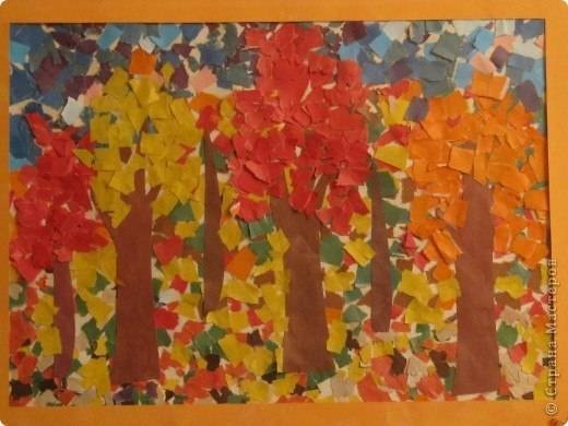 Рваная аппликация из цветной бумаги