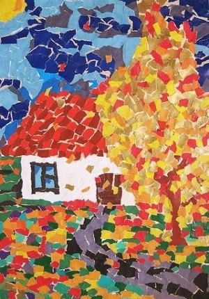 Аппликация из рваной бумаги