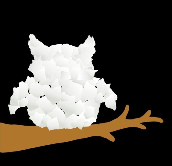 Аппликация из белой бумаги