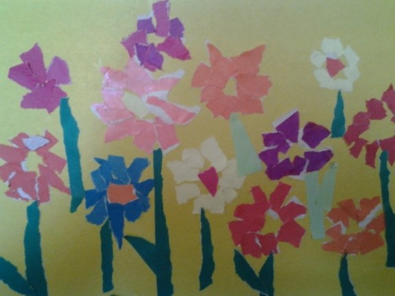 Рваная аппликация цветы